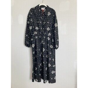 NEW Woolrich x Target Midi Dress Bandana Print XL Black Boho Blouson